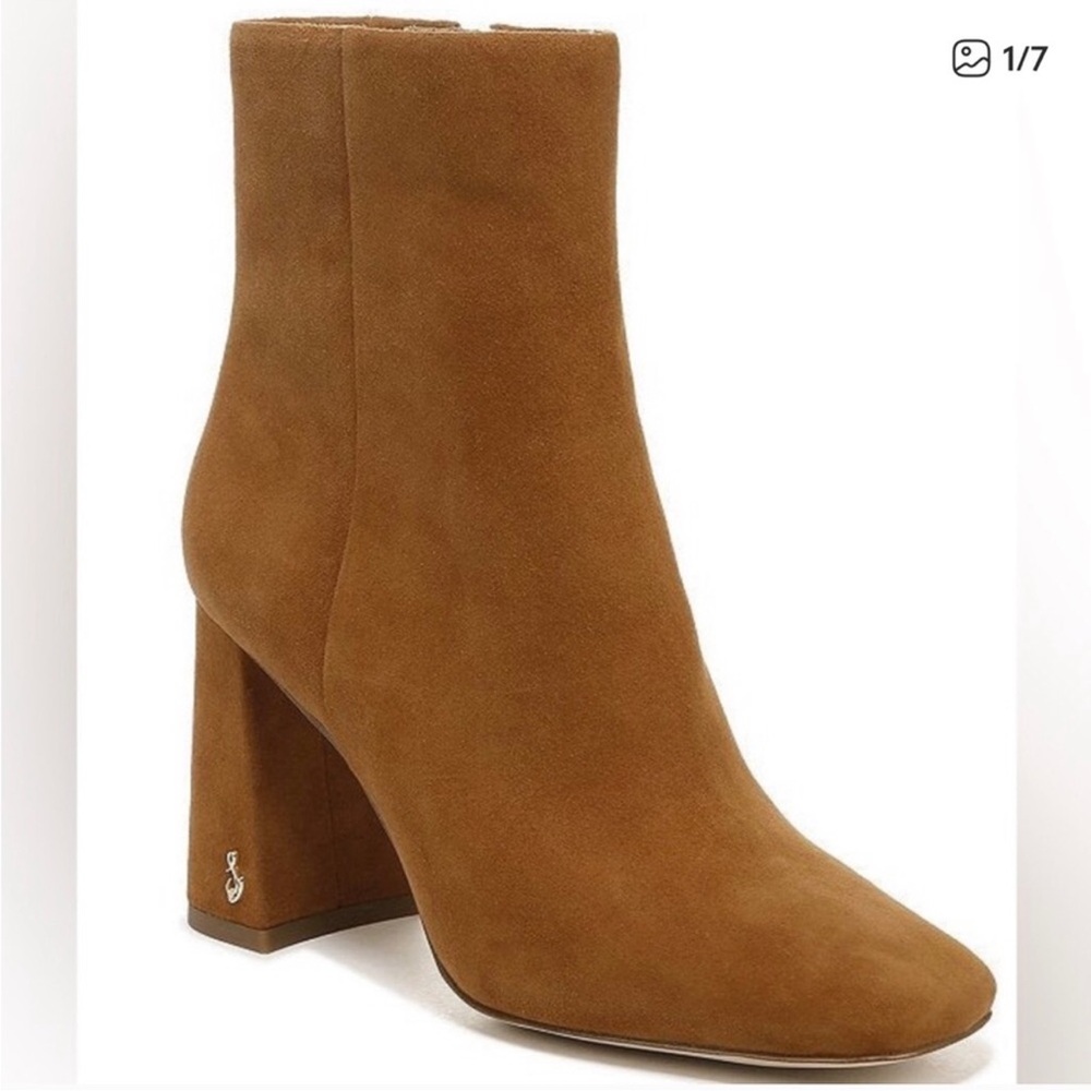 Sam Edelman Codie Frontier Chestnut Suede Block Chunky Heel Boots W's 10 NWB